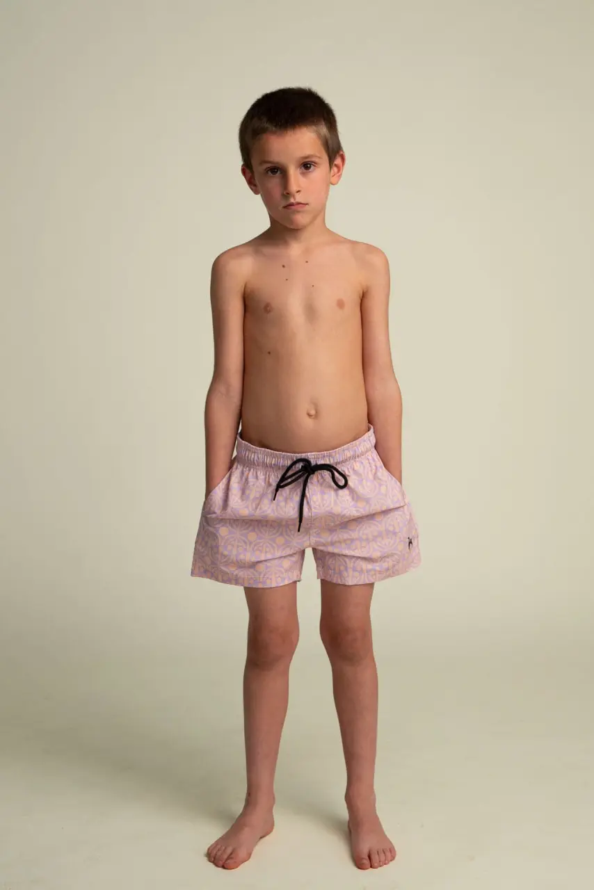 Futah - Flora Mocha & Violet Kids Swimshorts (1)