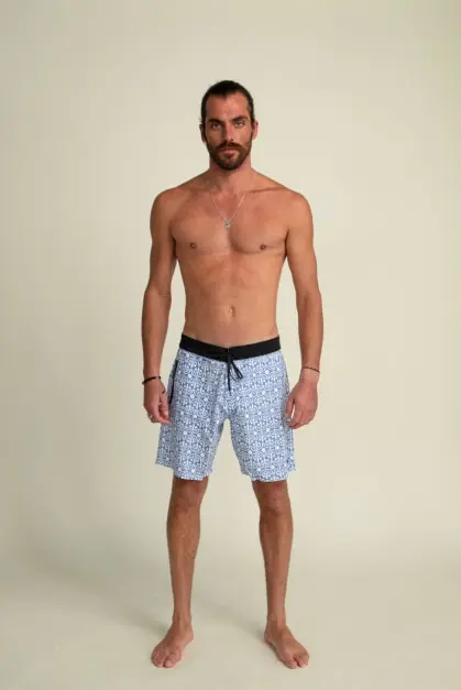 Flora Blue & White Boardshorts (2)