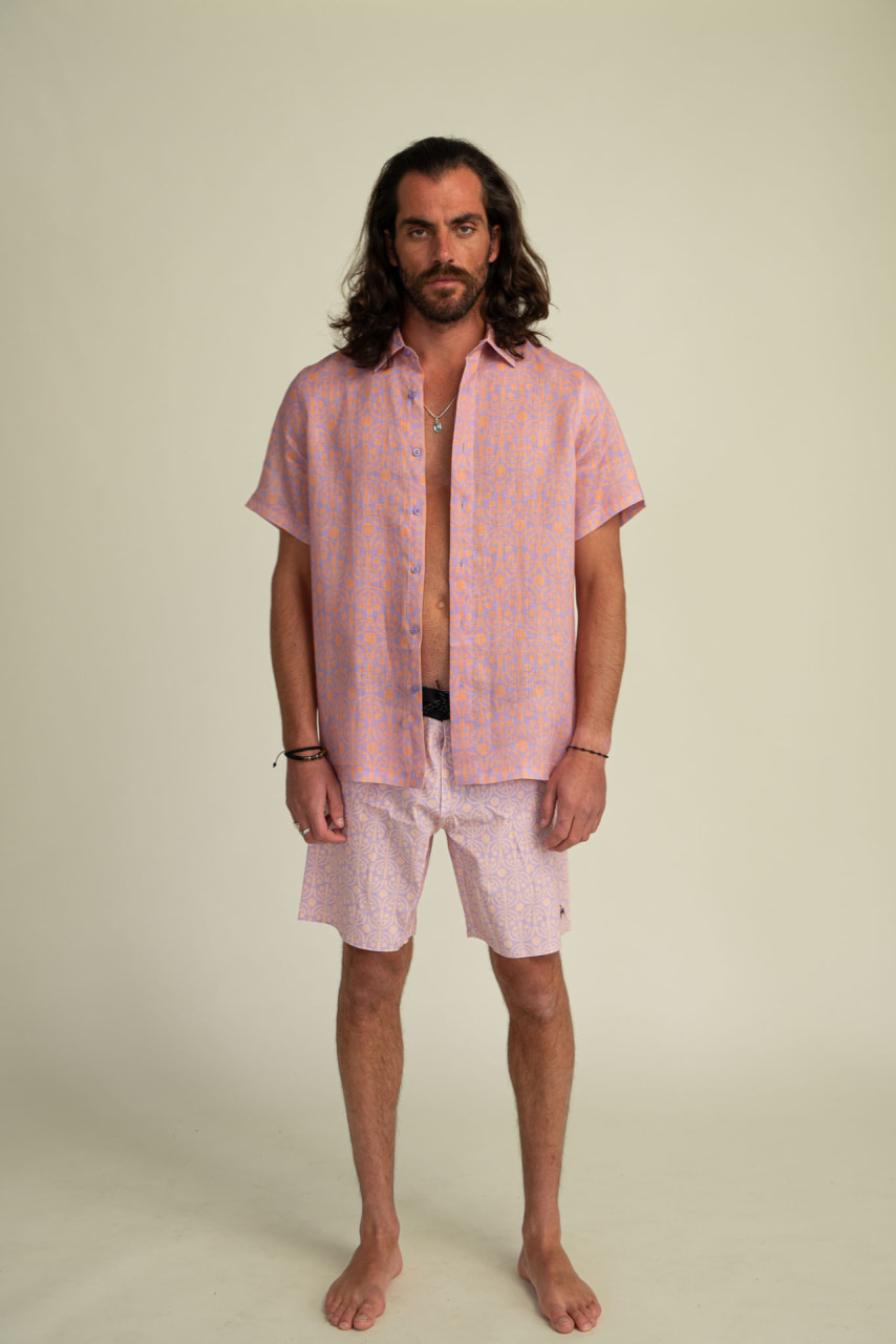 Futah - Flora Mocha & Violet Shirt (1)