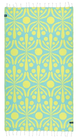 Flora Yellow & Water Beach Towel (2)